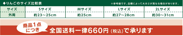 リンゴのサイズ比較表と送料